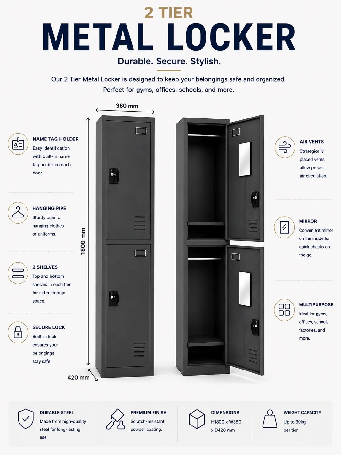 2 Tier Metal Locker