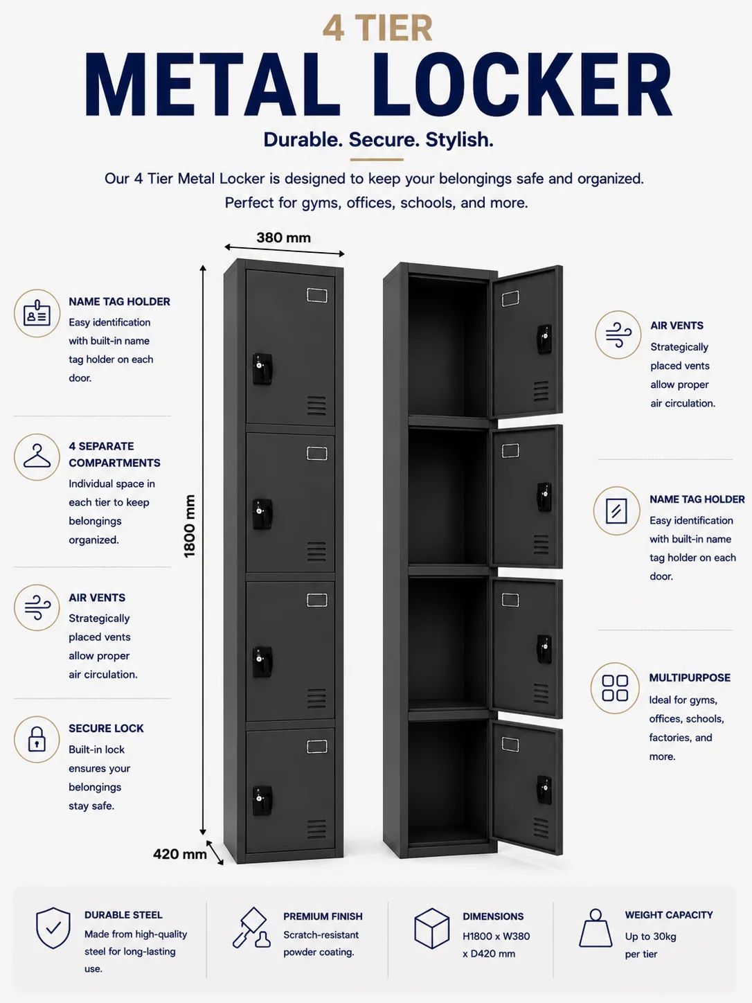 4 Tier Metal Locker
