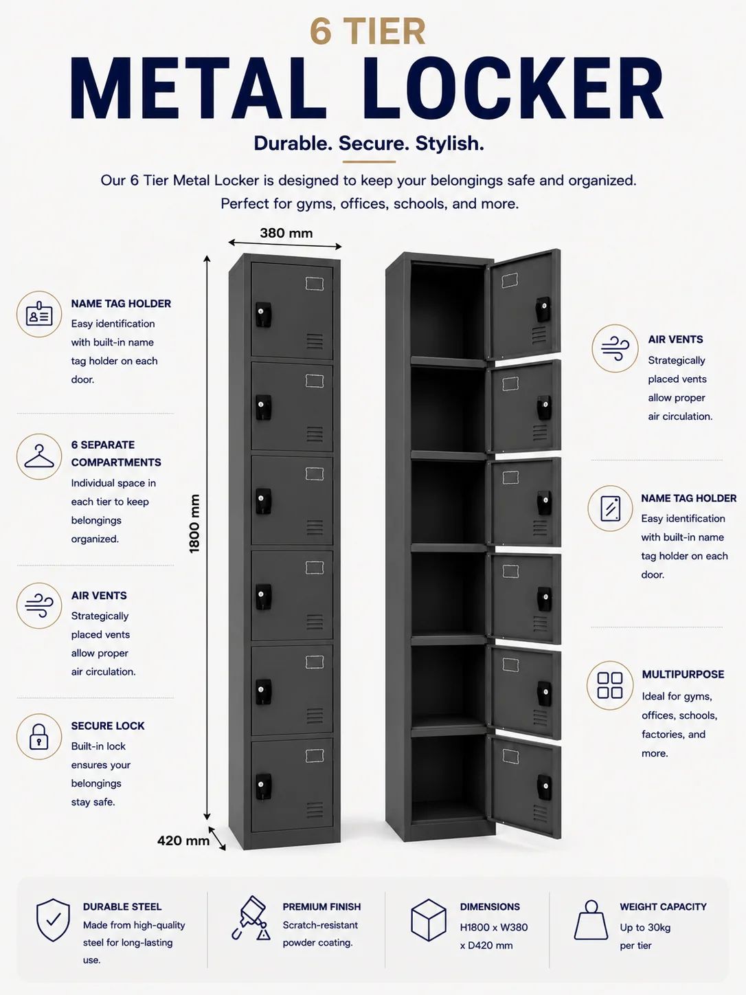 6 Tier Metal Locker